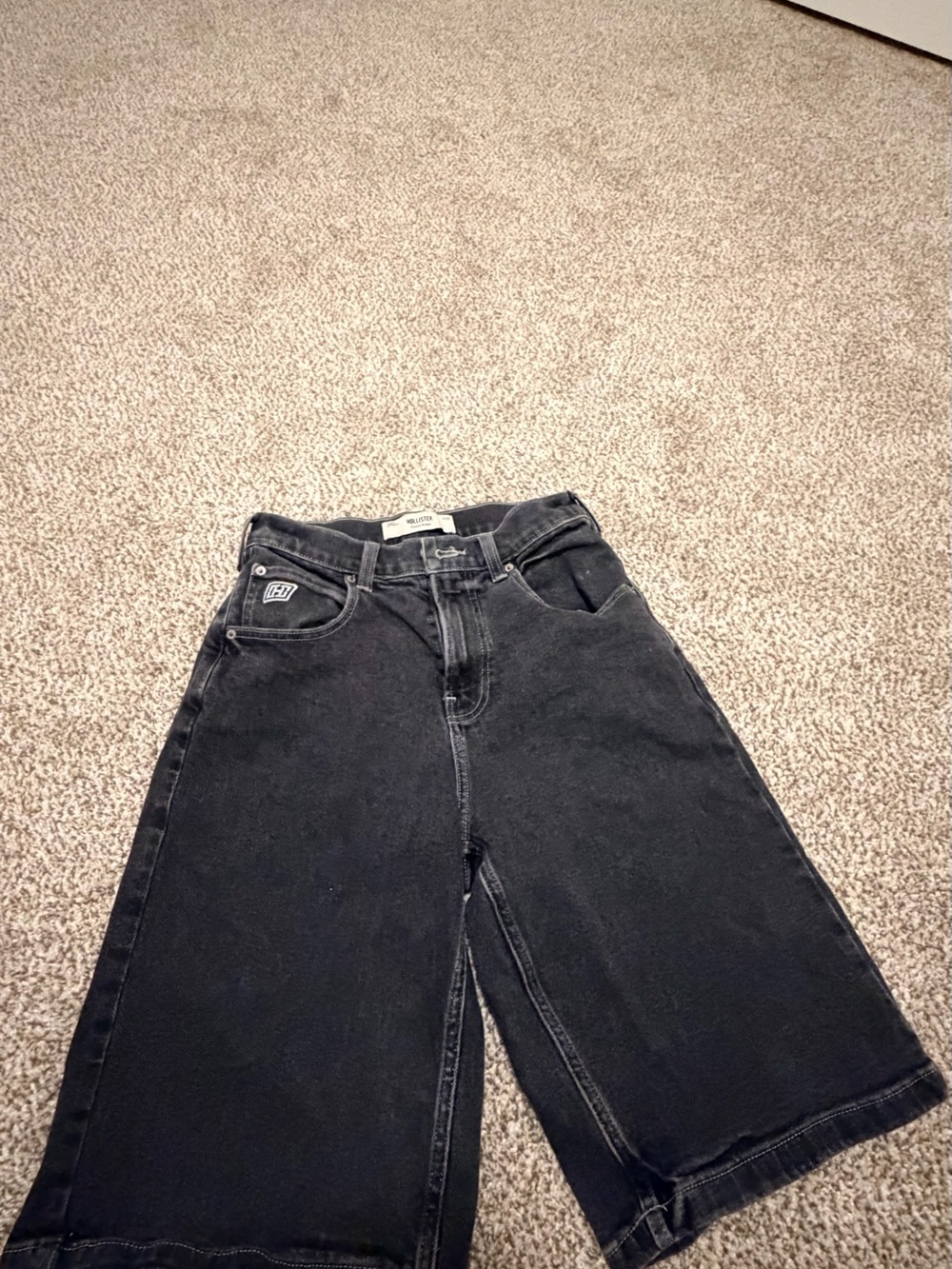 Hollister Black Wide-Leg Kids Denim Shorts